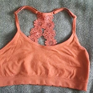 Lg Laura Ashley sports bra such a cute back racer back coral color